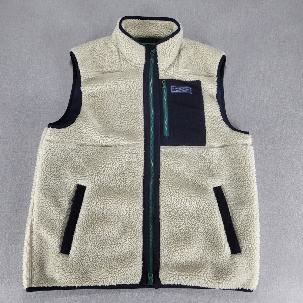 Vineyard Vines Vest Mens Large Tan Sherpa SuperShep Courdroy Pocket Outdoor